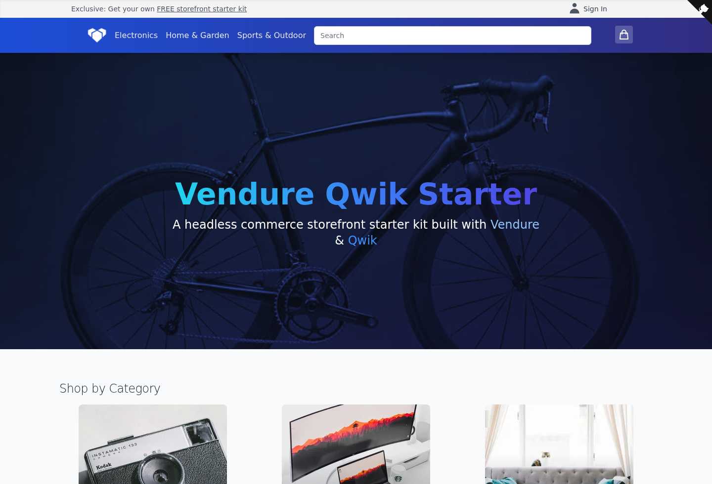 Vendure Qwik Storefront